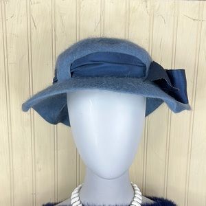 Vintage Henry Pollack New York Llamasene 100% Wool Slate Blue Floppy Hat